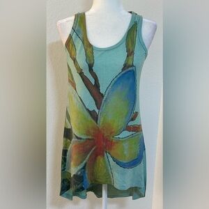 American Twist Blue Floral Print Hi Lo Coverup Size Large NWOT